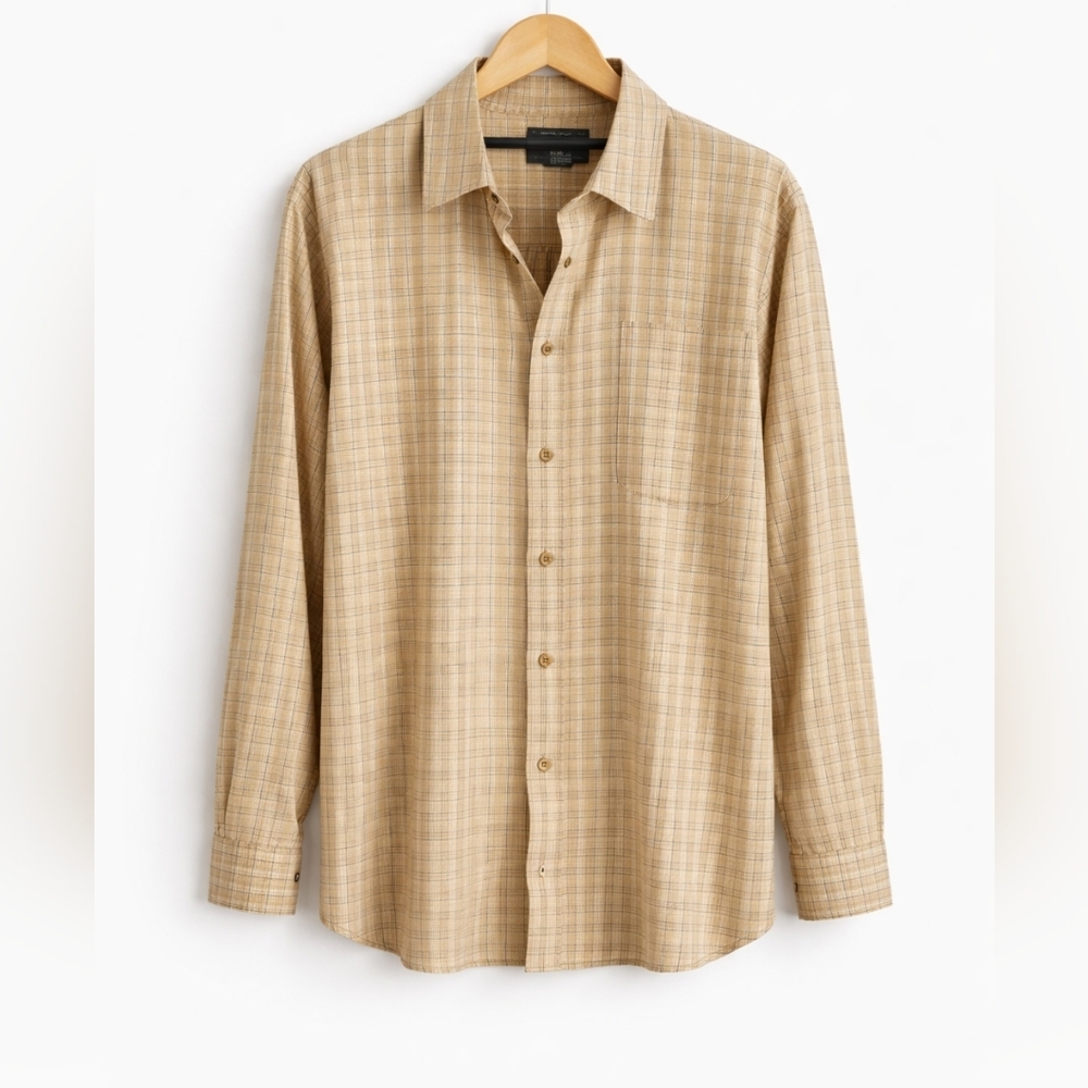 Vintage Abercrombie & Fich Co Women's Plaid Yellow Button Up Shirt size Large..